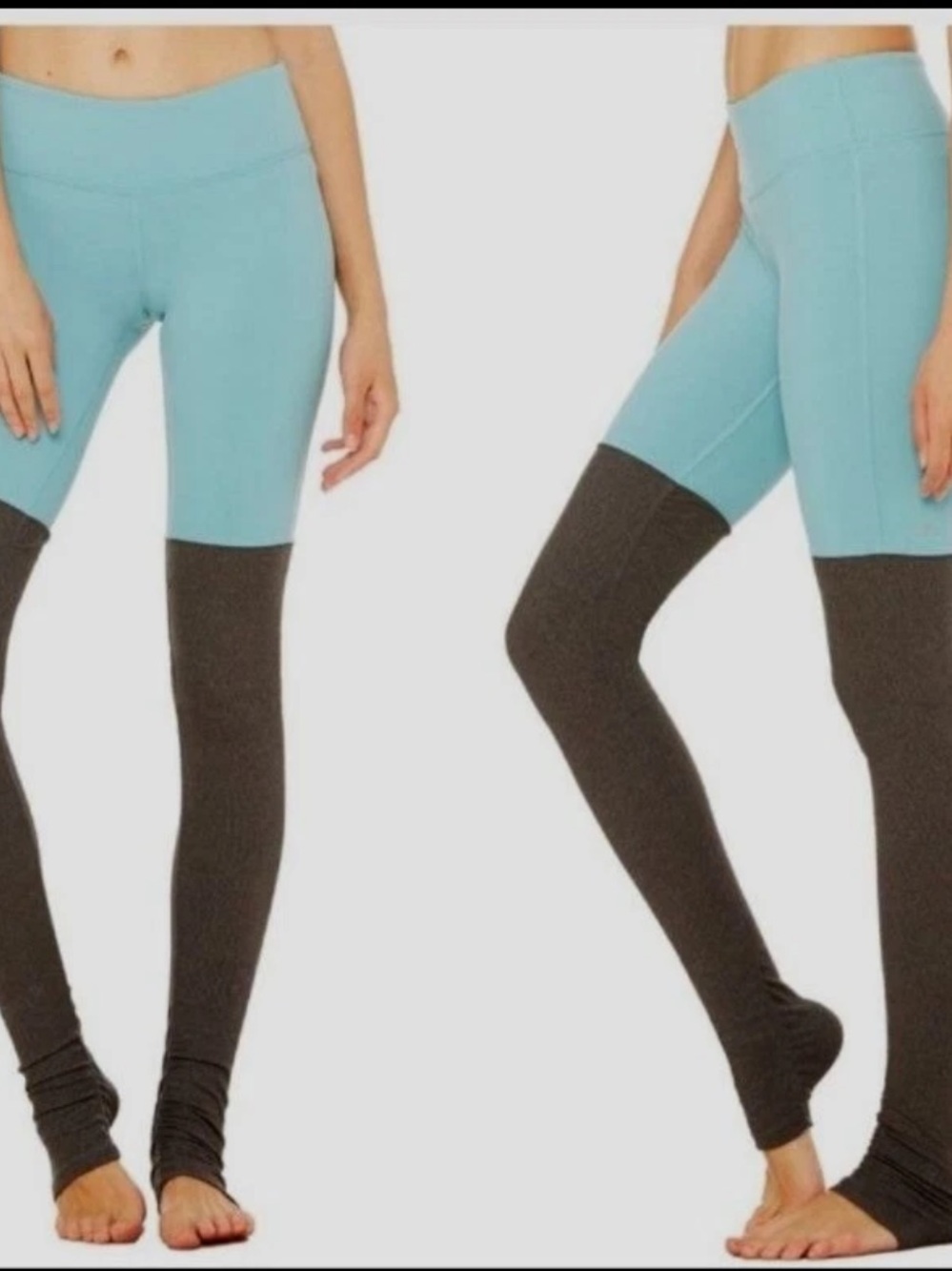 Alo yoga Goddess leggings xs aqua/ charcoal grey leg warmer leggings size S
